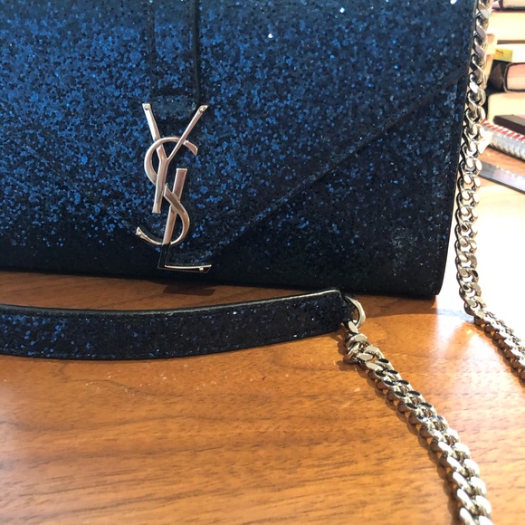 Authentic YSL Blue Glitter Crossbody - Picture 2 of 9